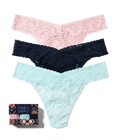 Hanky Panky Signature Lace Floral Thong, 3-Pack