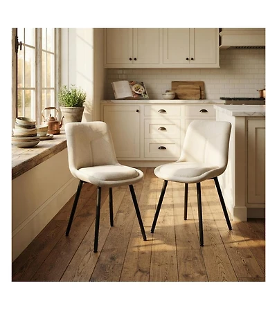 Gaomon Upholstered Dining Chairs Set of 2, Padded Armless Kitchen Side Chairs with Metal Legs, Ergonomic Backrest
