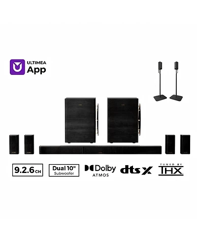 Ultimea Skywave X series 9.2.6 Thx-Tuned Wireless Surround Sound System w/Dolby Atmos and Dts:X,Dual 10"Subwoofers,2000W Peak Power,8K Pass-Through