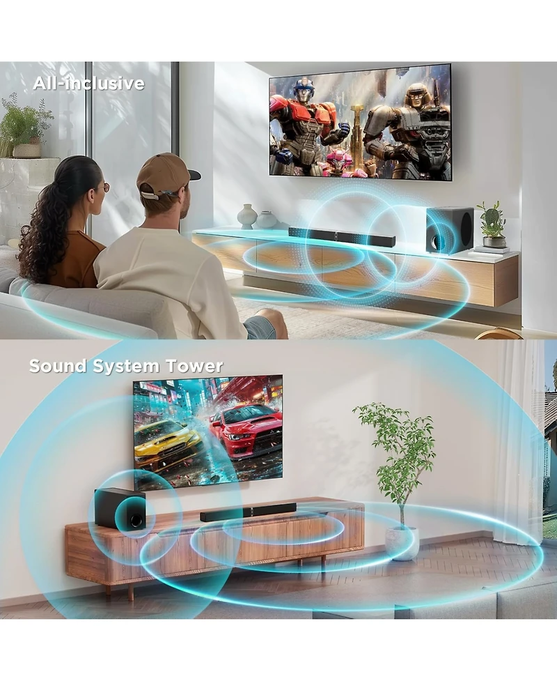 Cowin 120W Bluetooth 5.0 Detachable 2-in-1 Tv Soundbar with Subwoofer
