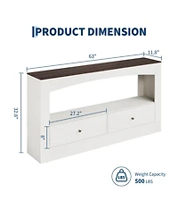 Gaomon 63" Console Table, Entryway Sofa Table with 2 Drawers and Open Storage Shelf, Farmhouse Wood Accent for Hallway, Foyer, Living Room