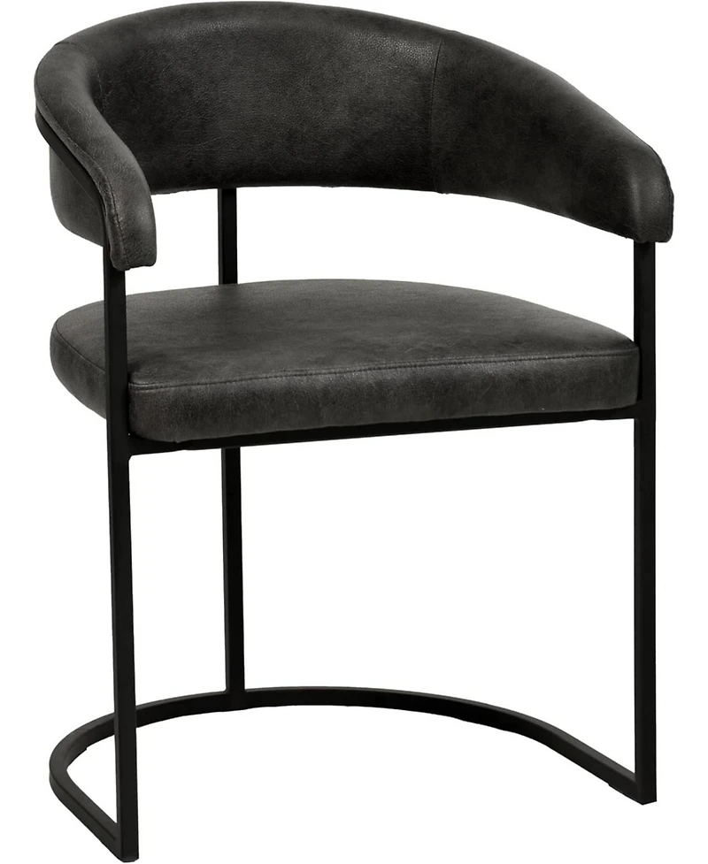 LeisureMod Leather Dining Chair Set of - Upholstered Kitchen Accent with Curved Open-Back Design, Padded Seat
