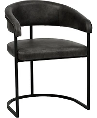 LeisureMod Leather Dining Chair Set of - Upholstered Kitchen Accent with Curved Open-Back Design, Padded Seat