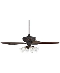 Casa Vieja 60" Montego Industrial Rustic Indoor Ceiling Fan Led Light Oil Rubbed Teak Clear Glass for Living Kitchen Home