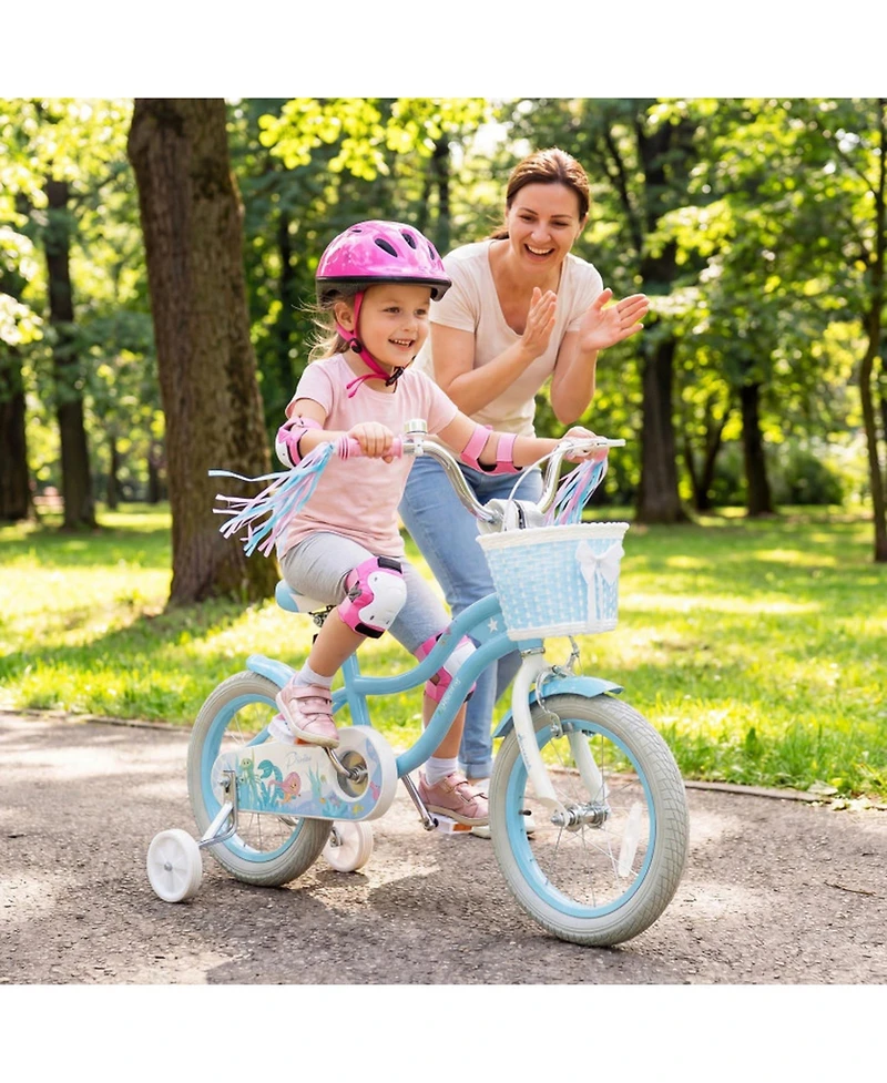 Hongge 14-Inch Mermaid Girls Bike with Removable Training Wheels, Ages 3-5