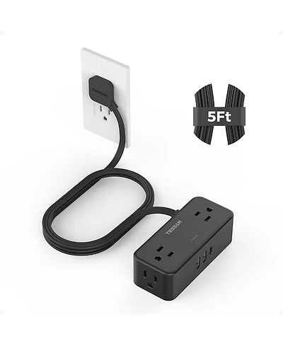 Tessan 5-Foot Surge Protection Power Strip with 4 Ac Outlets and 3 Usb Ports, Compatible with North American Plugs