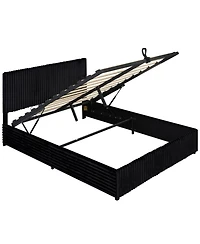 Sugift Queen Size Lift-up Storage Bed with Wooden Slat Support
