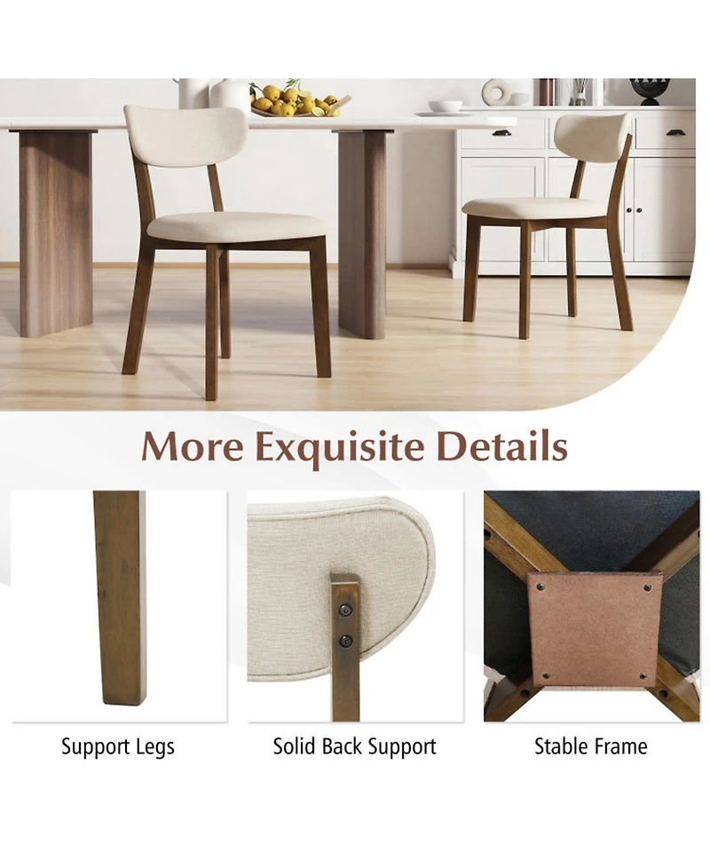 Sugift Set of 4 Dining Chairs with Solid Rubber Wood Frame and Padded Seats