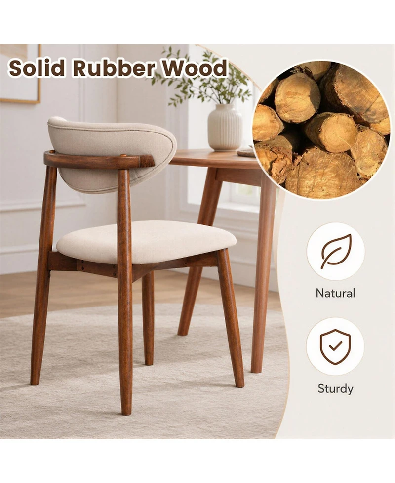 Sugift Set of 4 Fabric Upholstered Dining Chairs with Curved Backs