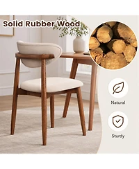 Sugift Set of 4 Fabric Upholstered Dining Chairs with Curved Backs