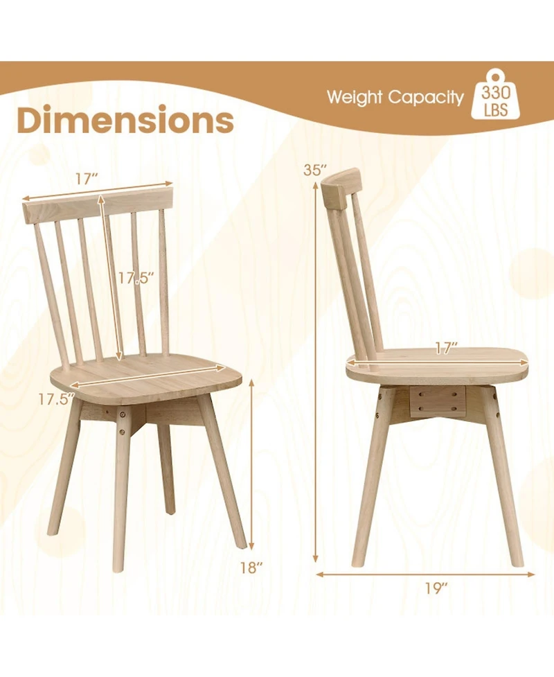 Sugift Set of 2 Mid-Century Rubber Wood Dining Chairs with 360degree(s) Swivel Seat