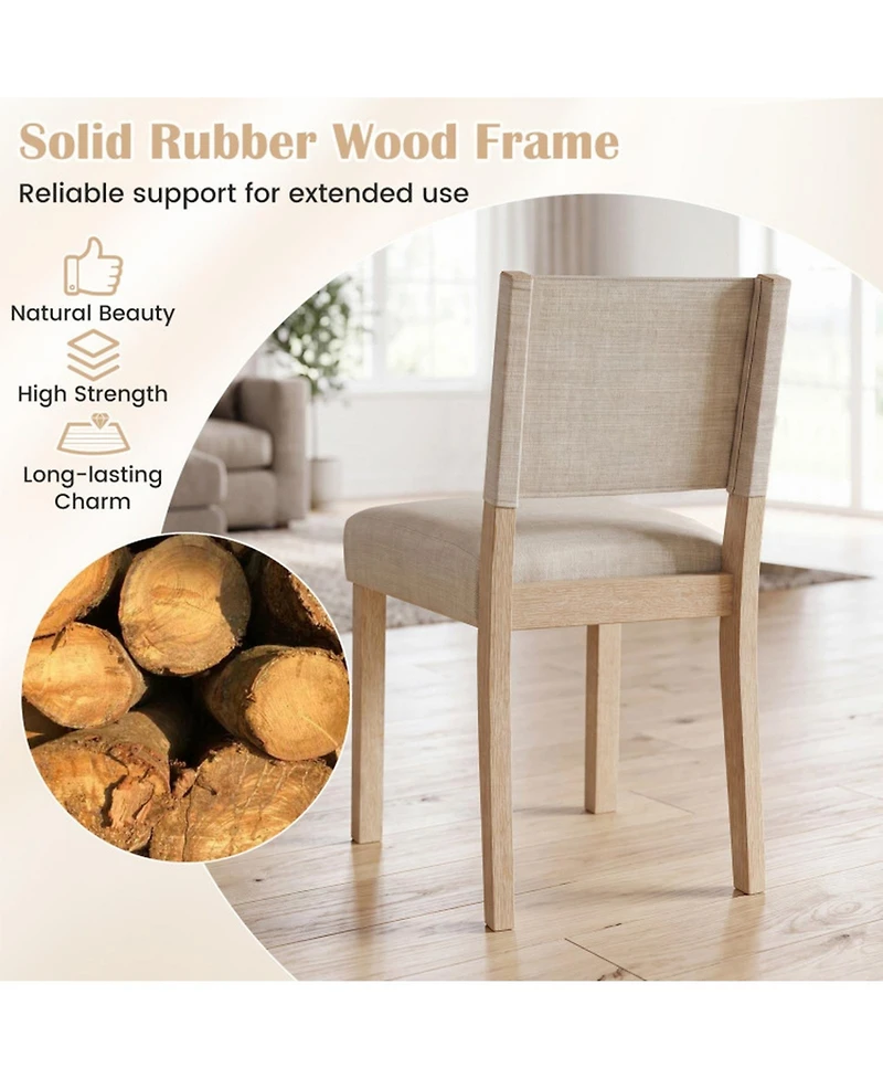 Sugift Set of 2 Upholstered Dining Chairs with Solid Rubber Wood Legs