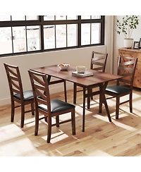 Sugift Set of 2 Kitchen Dining Side Chairs with Padded Pu Leather Seat and Rubber Wood Legs
