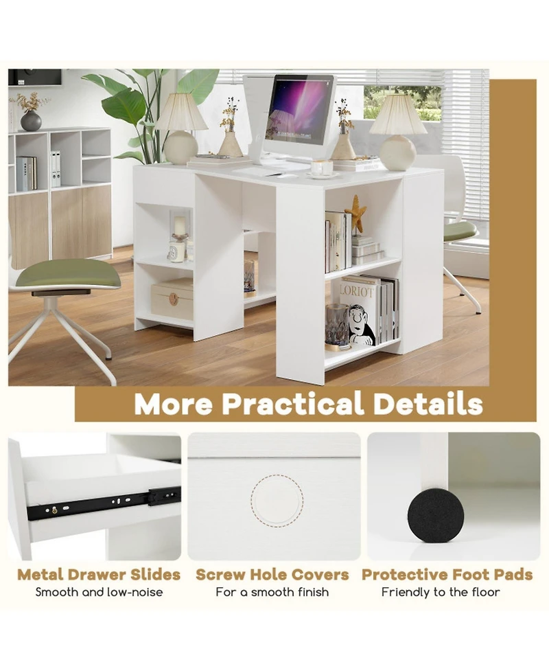 Sugift 48 in L-Shaped Corner Executive Computer Desk with Drawer