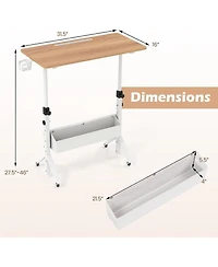 Sugift Mobile Standing Desk Height Adjustable Rolling Laptop Desk with Cup Holder Storage Basket