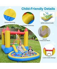 Sugift Inflatable Bounce House With Water Slide Splash Pool, 142.5" x 77" x 76", With 370W Blower, Ages 3-10