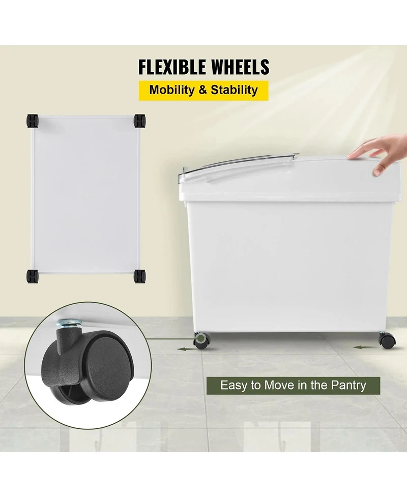 Viyet 3 Pack 10.5 Gallon Food Storage Containers with Wheels and Scoops