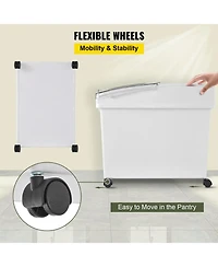 Viyet 3 Pack 10.5 Gallon Food Storage Containers with Wheels and Scoops