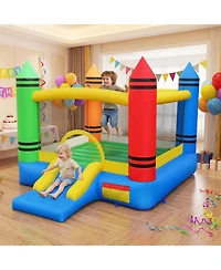 Hongge 2-in-1 Crayon Themed Inflatable Bounce House, Accommodates Up to 2 Children, Ages 3-12