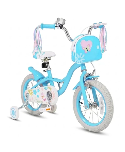 Hongge 14-Inch Girls' Bike with Padded Saddle and Training Wheels, Ages 3-4
