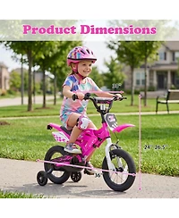 Hongge 12-Inch Motorcycle-Inspired Kids Bike with Hand Brake, Ages 3-4