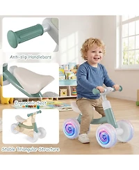 Hongge Baby Balance Bike with Light-Up Wheels and Adjustable Seat and Handlebar, 55 lb. Capacity, Ages 1-3
