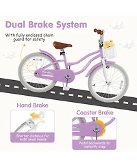 Hongge 20-Inch Kids Bike with Dual Brakes Helmet and Protective Gear Set Ages 8