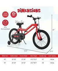 Hongge 18-Inch 7-Color Led Frame Kids' Bike with Training Wheels and Dual Brakes, 145 Lbs. Capacity, Ages 4-8
