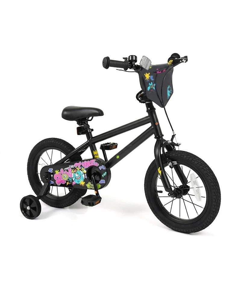 Hongge 14-Inch Kids Bike with Detachable Training Wheels and Dual Brakes, Ages 3-5
