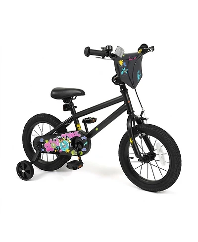Hongge 14-Inch Kids Bike with Detachable Training Wheels and Dual Brakes, Ages 3-5