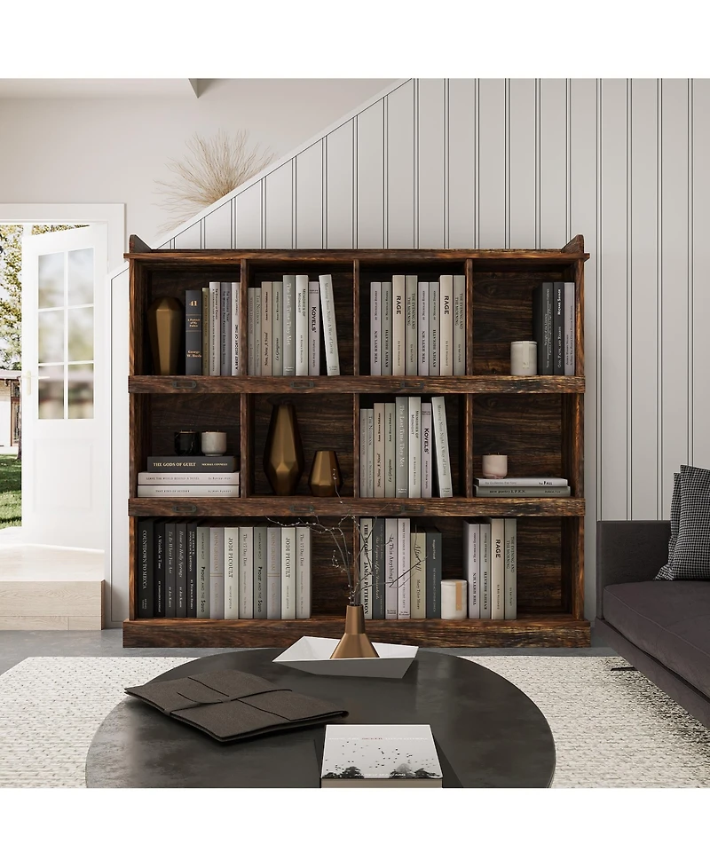 Flynama 10-Cubby Large Open Bookcase, 15 Millimeter Particle Board Home Storage Display Cabinet