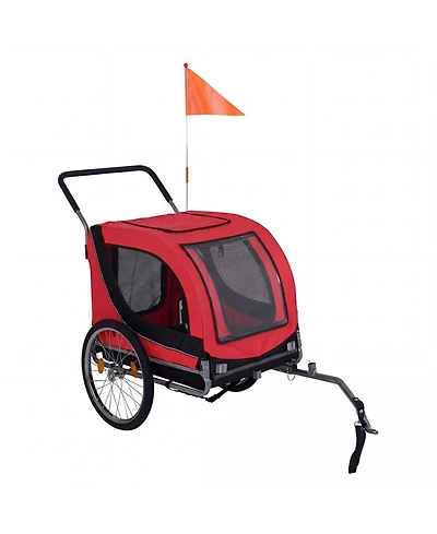 Sugift 2-in-1 Pet Bike Trailer and Stroller with Universal Bicycle Coupler