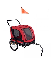 Sugift 2-in-1 Pet Bike Trailer and Stroller with Universal Bicycle Coupler