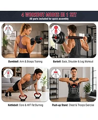 Zeny 66LB Adjustable Dumbbell Set, 4-in-1 Convertible Weights, Dumbbells, Barbell, Kettlebells for Home Gym Workouts