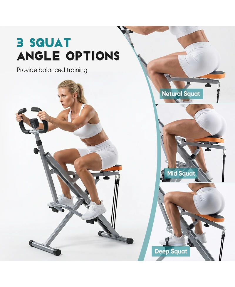 Zeny Foldable Home Squat Machine, 330lbs Weight Capacity, Adjustable Resistance Lower Body Trainer