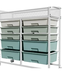 Streamdale Furniture 10-Drawer Rolling Storage Cart with Mesh Top