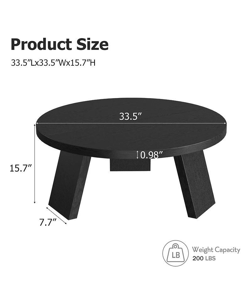 gaomon Round Wood Coffee Tables for Living Room,Circle Coffee Table,for Apartment