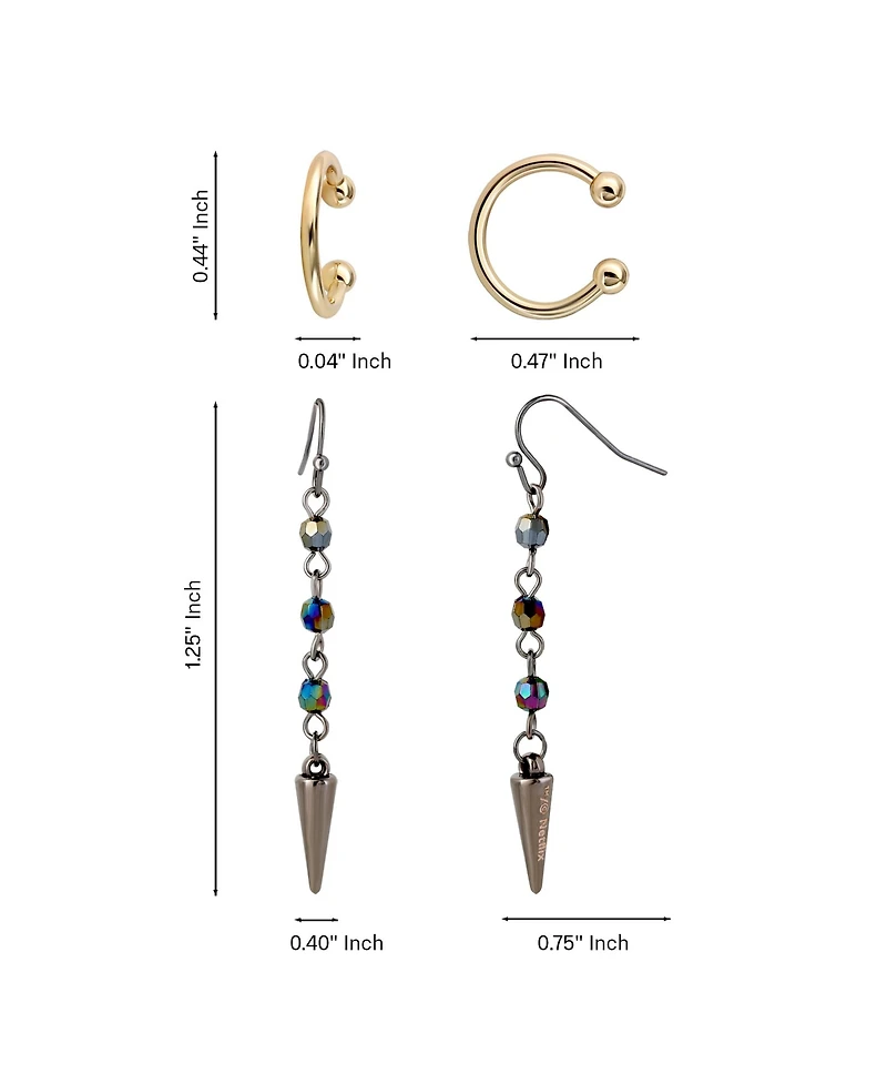 K-Pop Demon Hunters Rumi Ear Cuff and Drop Earrings Set Official License, Gold-Tone Cuffs and Black Earrings