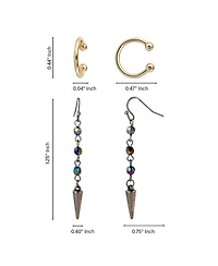 K-Pop Demon Hunters Rumi Ear Cuff and Drop Earrings Set Official License, Gold-Tone Cuffs and Black Earrings
