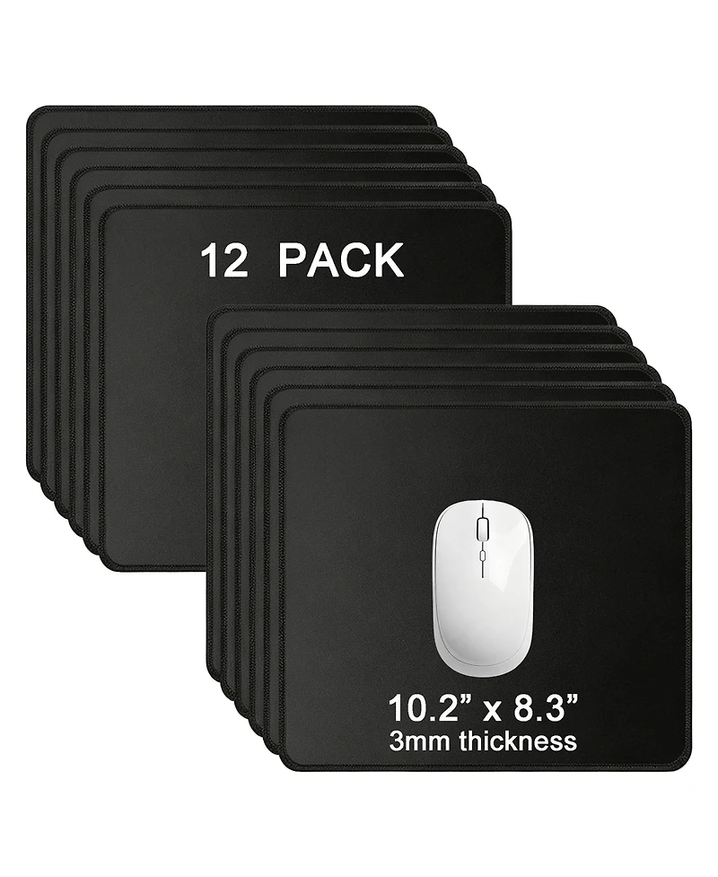 Lofree Non-Slip Stitched-Edge Mouse Pads, 12-Pack, Compatible with Optical and Laser Mice
