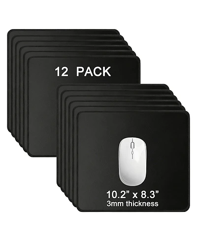 Lofree Non-Slip Stitched-Edge Mouse Pads, 12-Pack, Compatible with Optical and Laser Mice