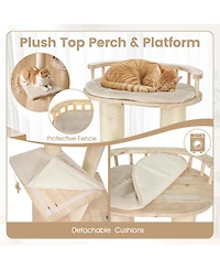 Gymax Cat Tree Multi-level Climbing Tower with Top Perch and Condo Space Capsule