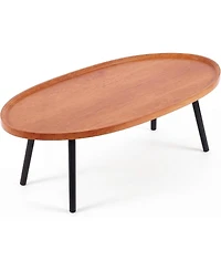 homfan 47" Oval Nesting Wooden Coffee Table - Modern for Living Room, Home Office and Lounge
