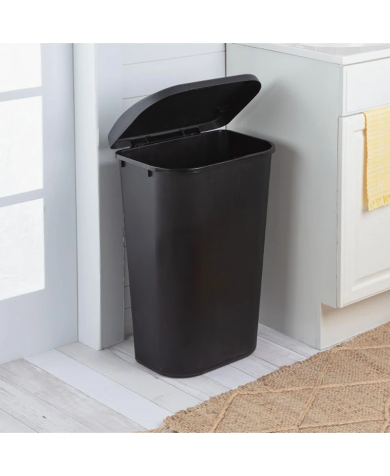 Sterilite 11.3 Gal Lift Top Lid Wastebasket Kitchen Trash Can, Black (12 Pack)