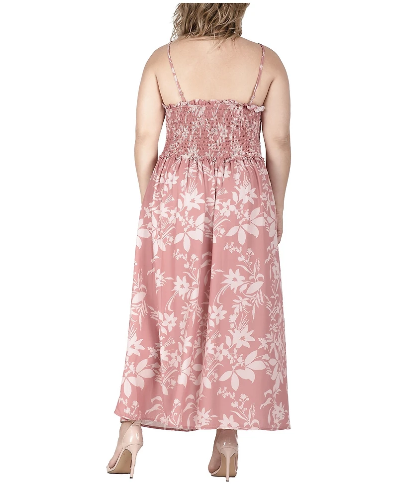 Standards & Practices Plus Layla Floral Smocked-Bodice Maxi Dress