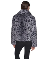 Dkny Women's Long-Sleeve Faux Fur Animal Print Jacket