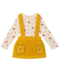 Winnie the Pooh Girls' 4-16 Long-Sleeve Suspender Tee and Skirt, 2-Piece Set