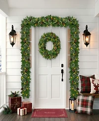 Puleo International 9' Battery-Operated Pre-Lit Pine Garland