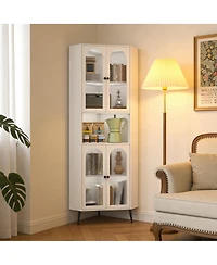 Sumyeg Corner Cabinet Metal Storage Cabinet with Doors and Adjustable Shelves