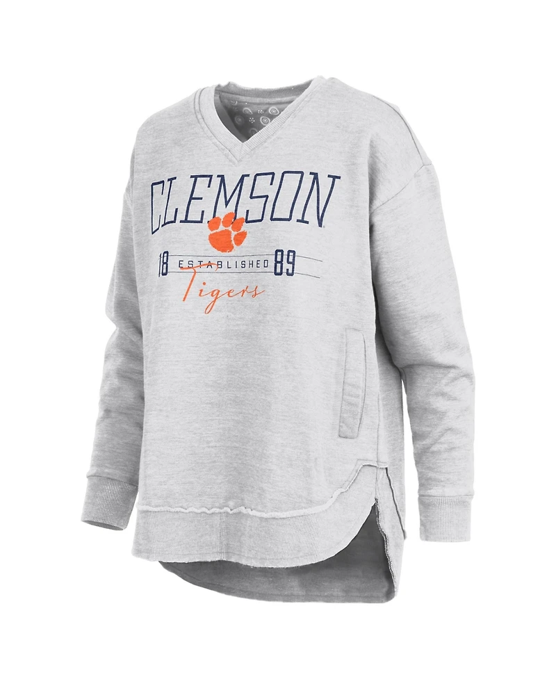 Pressbox Women's Clemson Tigers Marcus East Hall Poncho V-Neck Sweatshirt